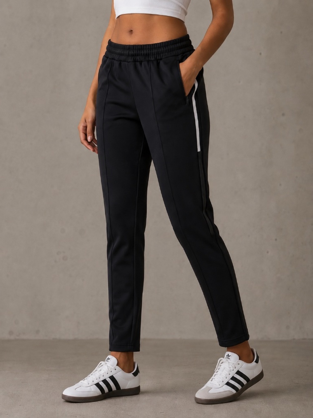 Adidas Black Tapered Training Pants Athletic Track Joggers, Size L